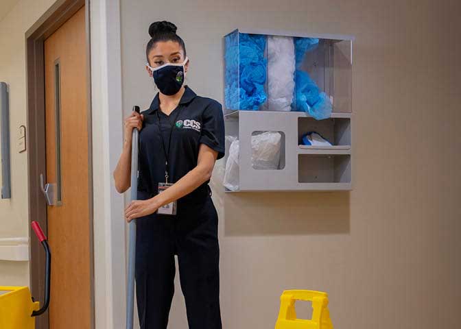 CCS janitorial masked clean health COVID infectious disease
