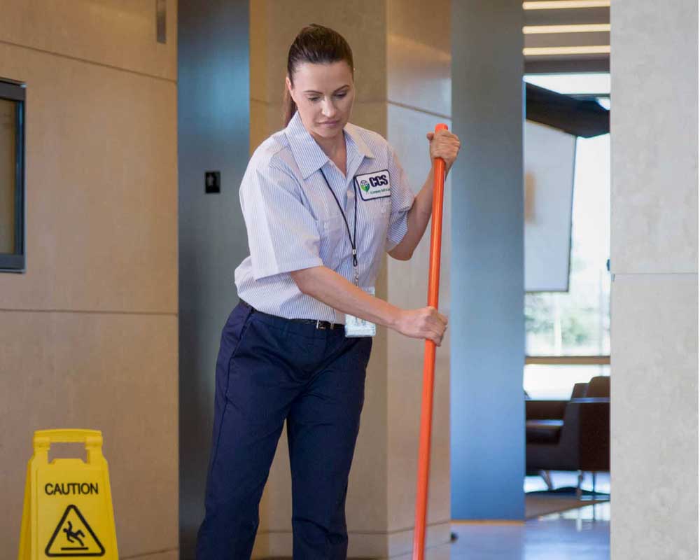 woman mopping